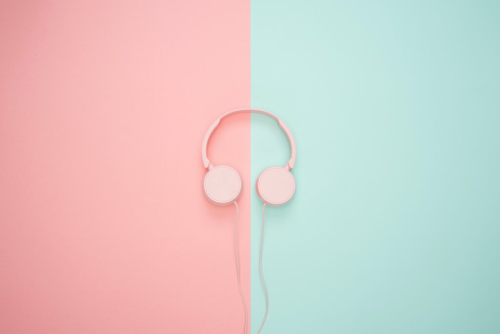white corded headphones