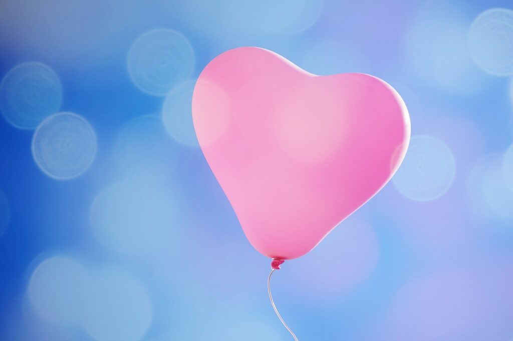 balloon, heart, flying